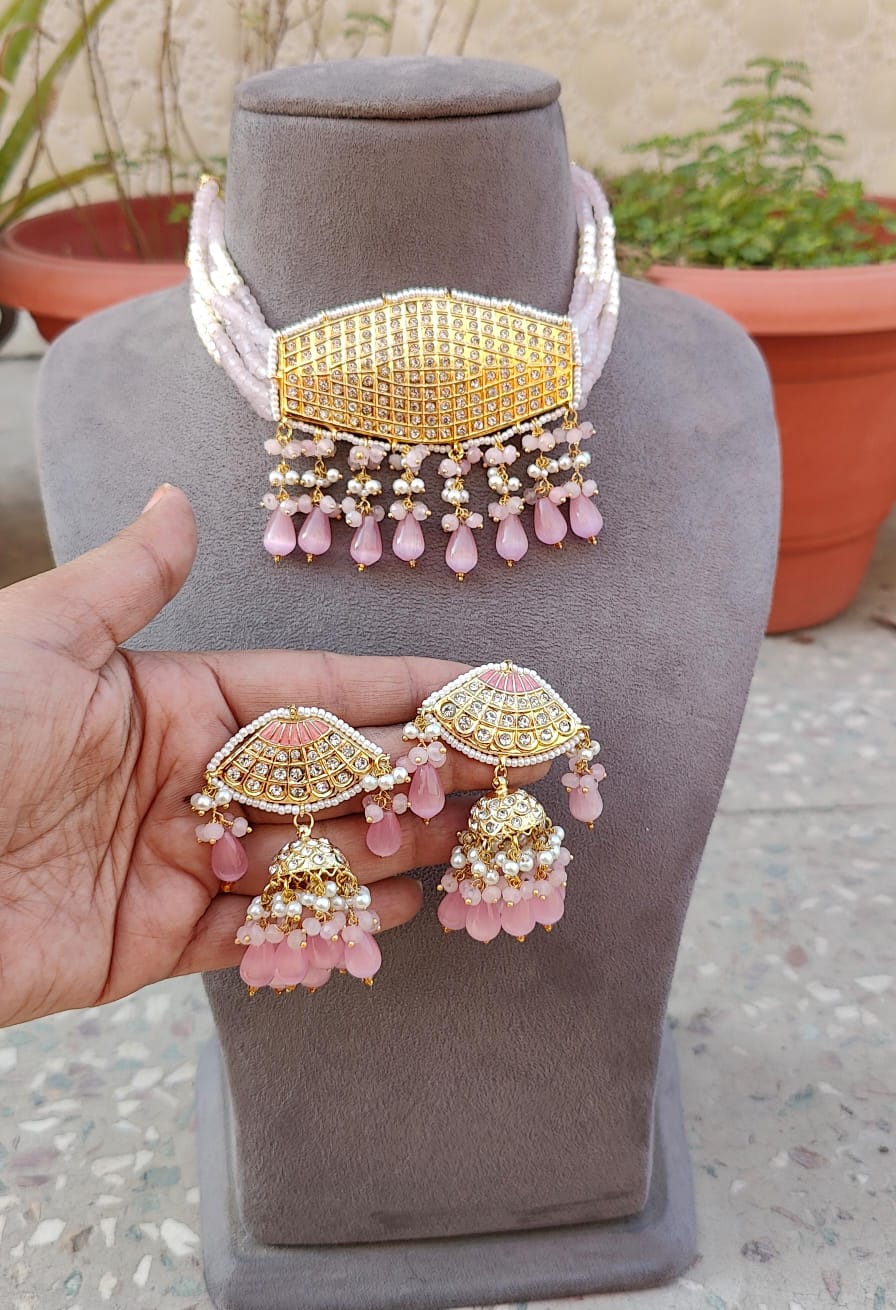 Kashika Beaded Choker (Pink)