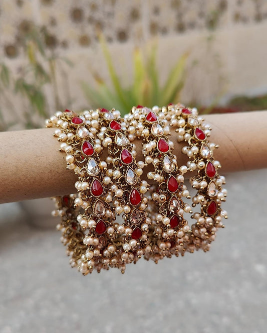 Varsha Polki Bangles (Maroon)