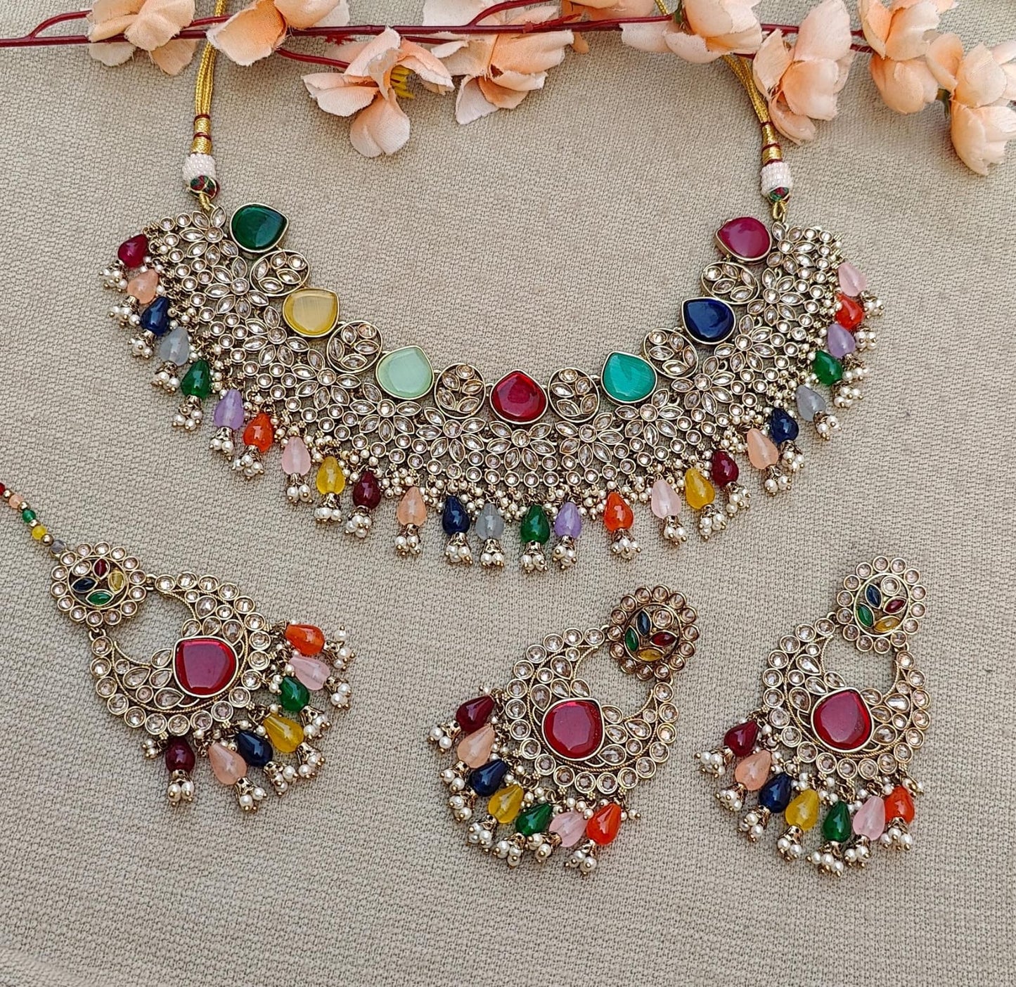 Adhira Polki Necklace Set