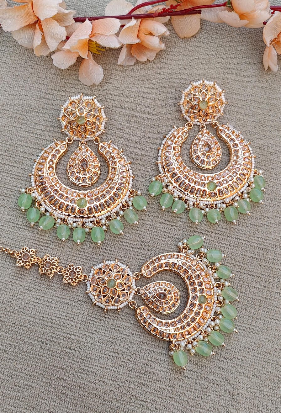 Nirusha Rose Gold Oversized Earrings Tikka