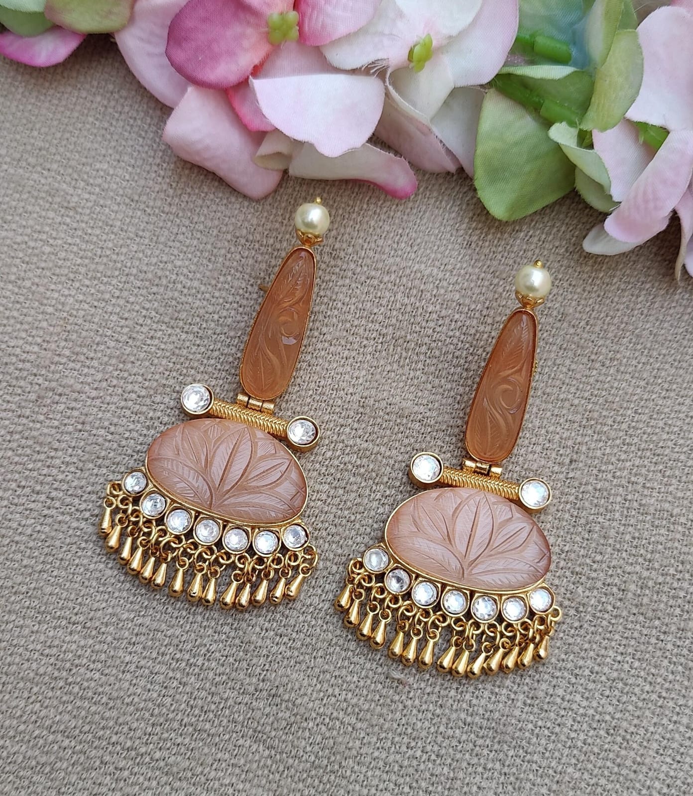 Sheena Long Kundan Earrings