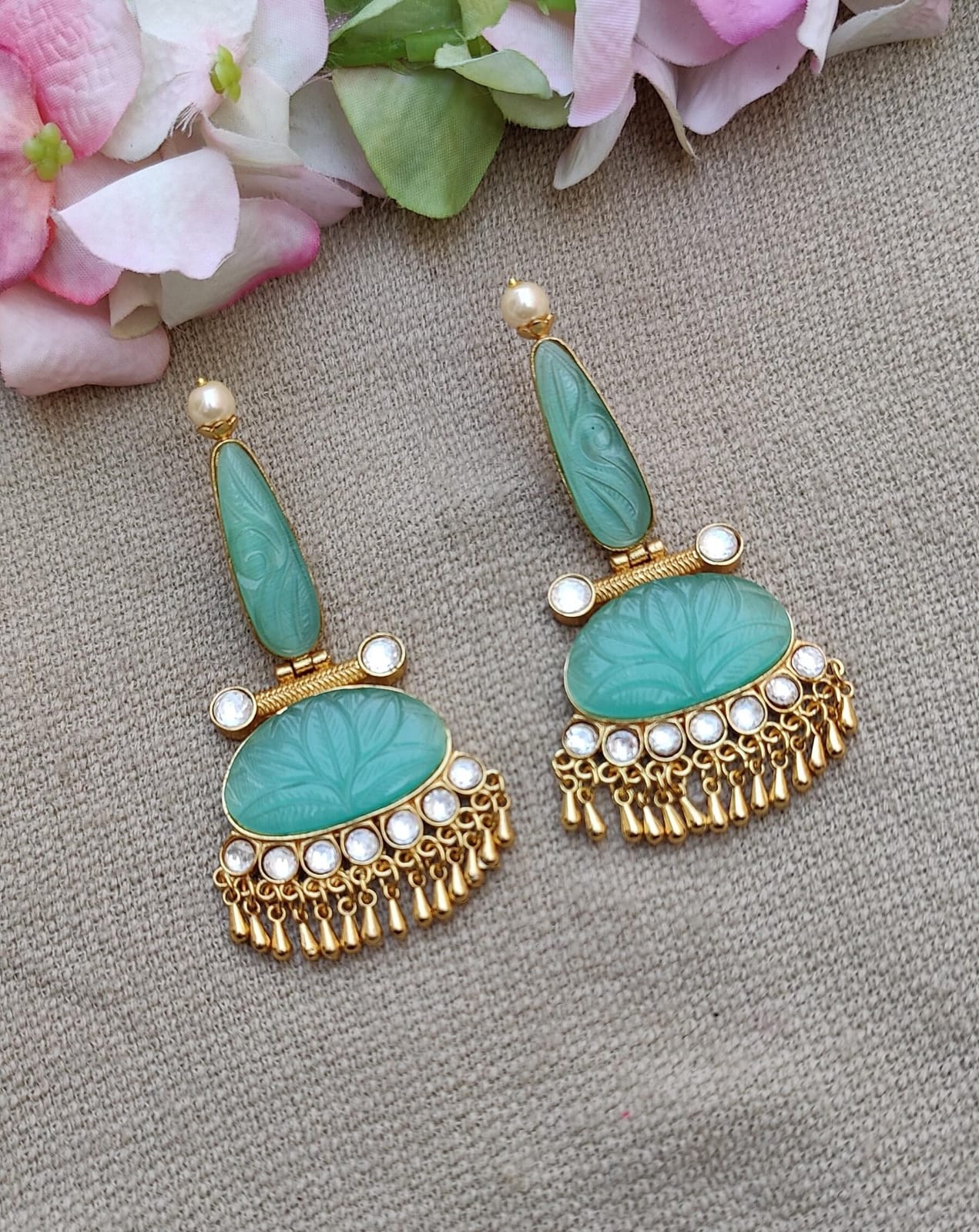 Sheena Long Kundan Earrings