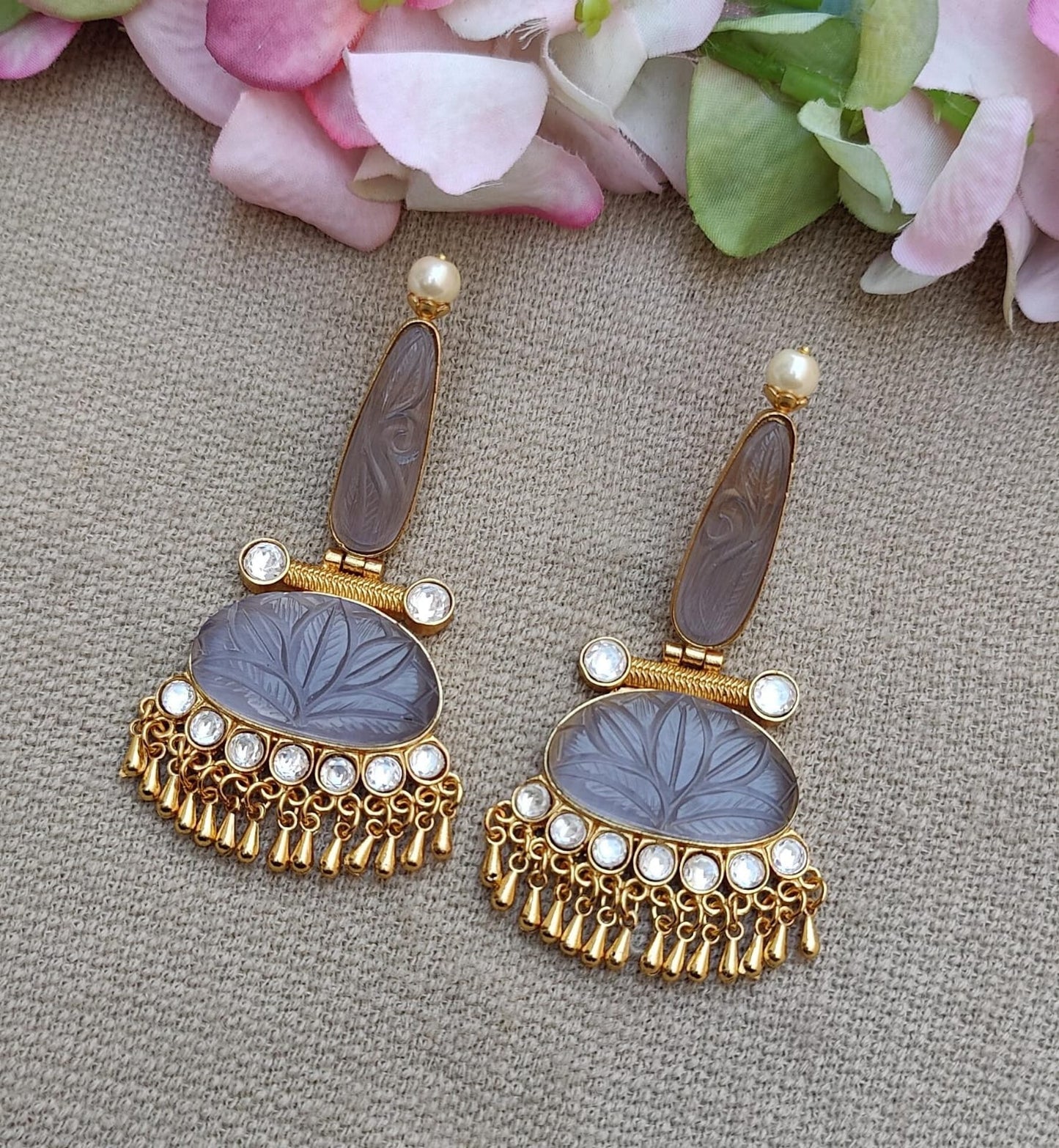 Sheena Long Kundan Earrings