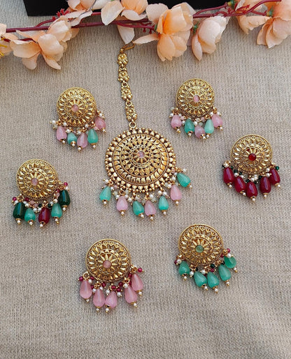 Karuna Gold Studs Tikka Set