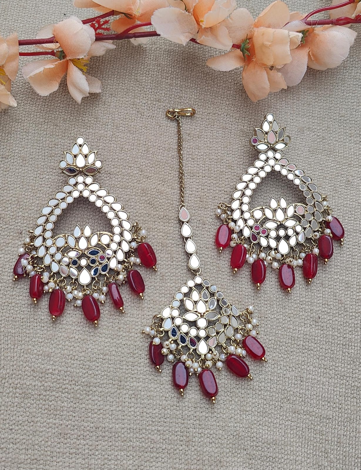 Bhavna Mirror Earrings Tikka Set