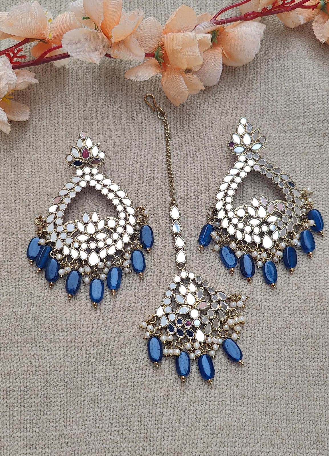 Bhavna Mirror Earrings Tikka Set