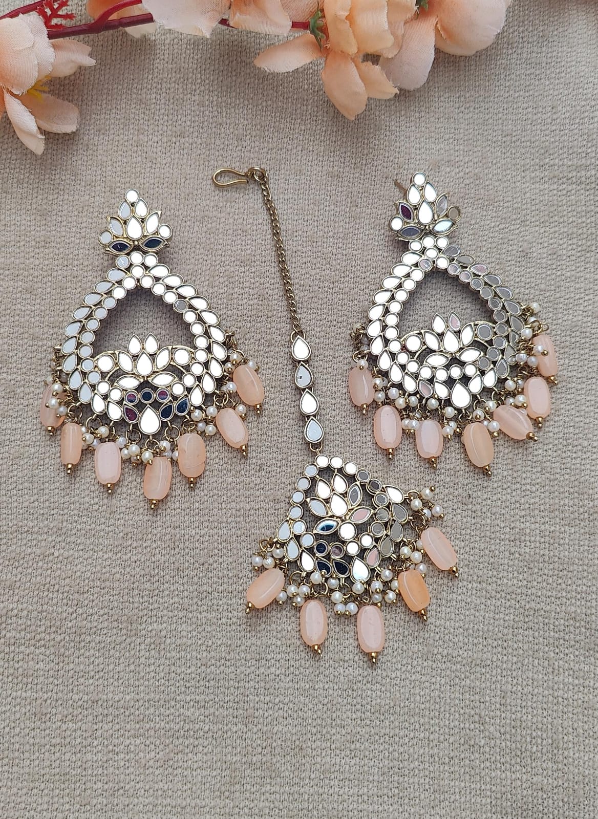 Bhavna Mirror Earrings Tikka Set