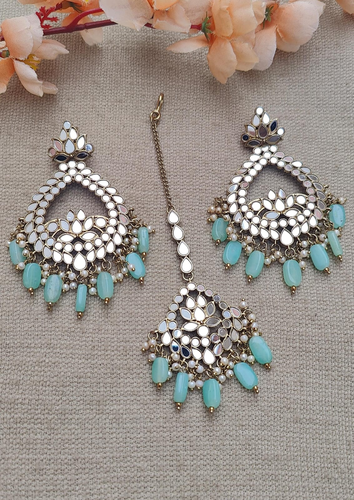 Bhavna Mirror Earrings Tikka Set