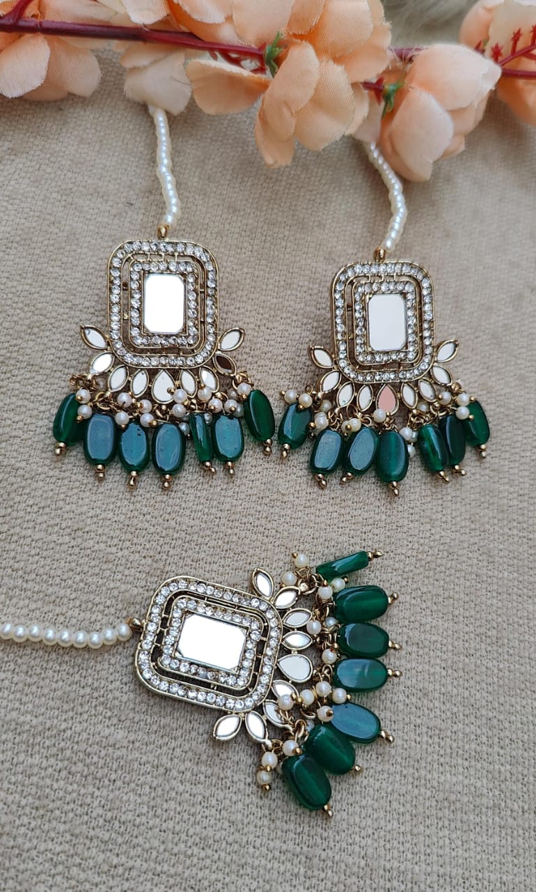 Kinjal Mirror Studs Tikka