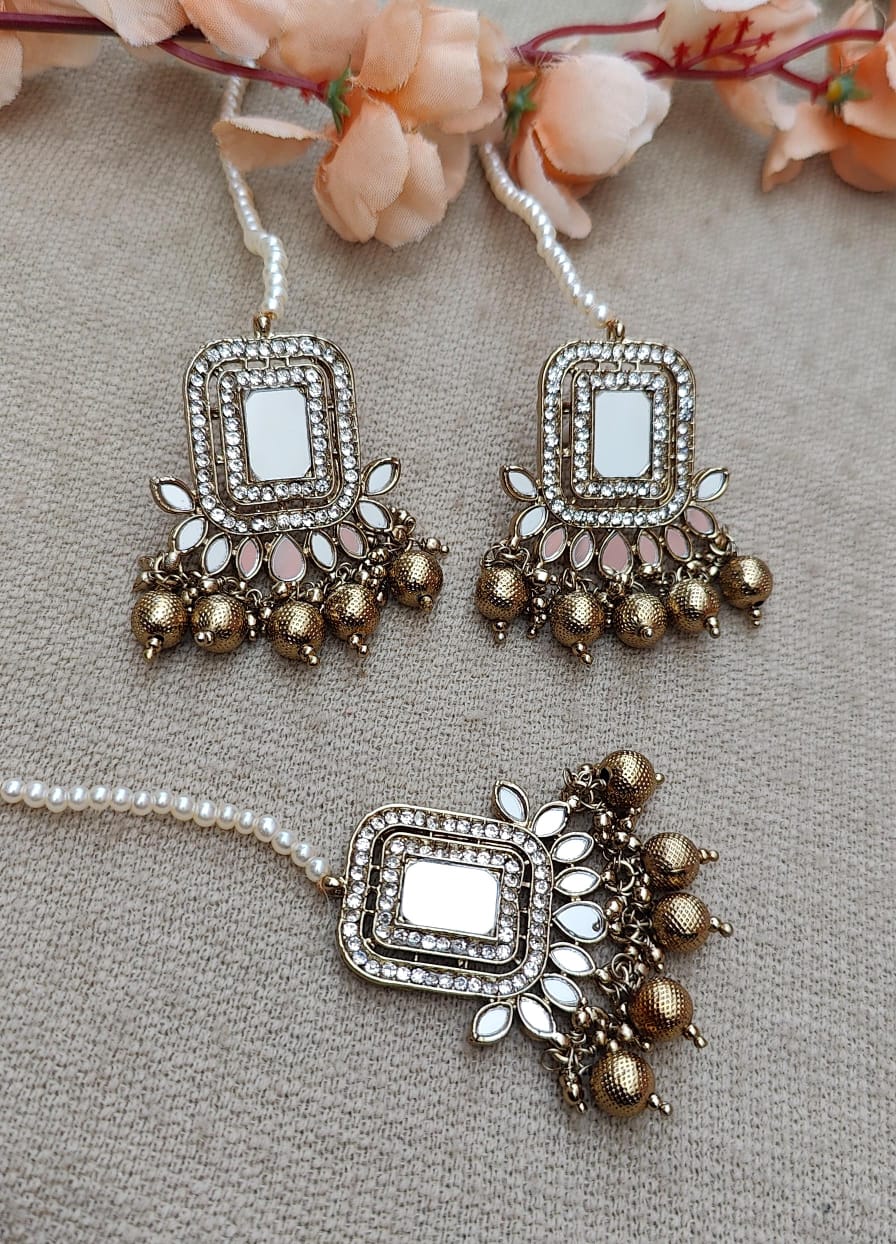 Kinjal Mirror Studs Tikka