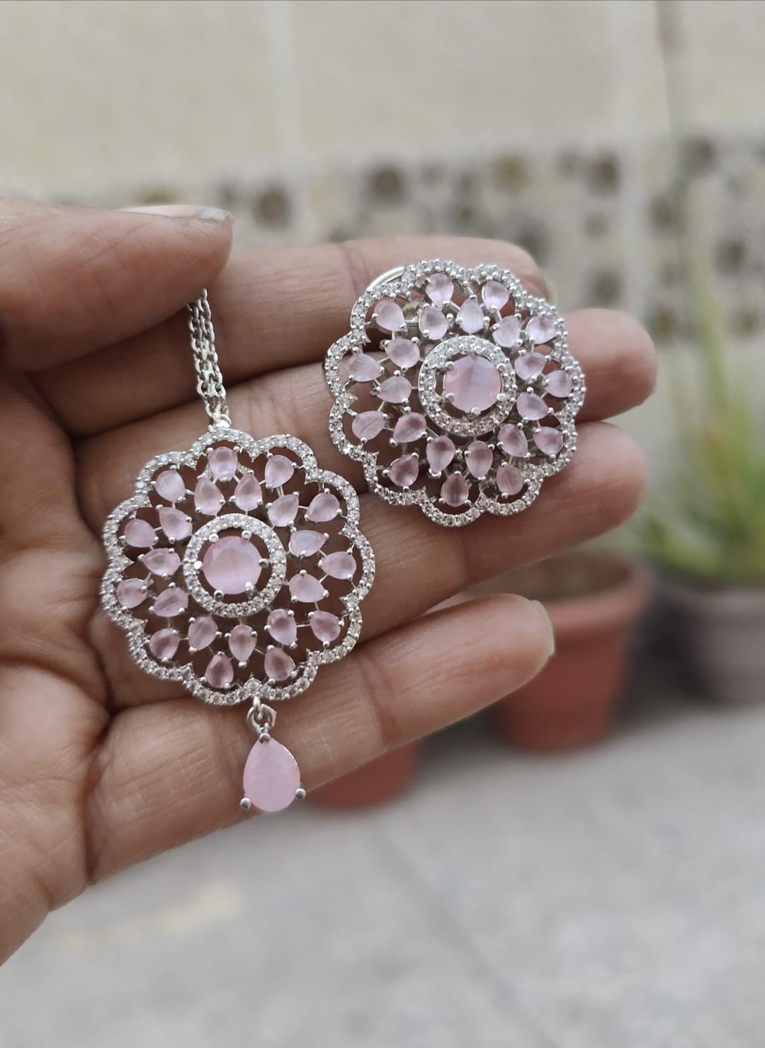 Floral AD Earrings Tikka