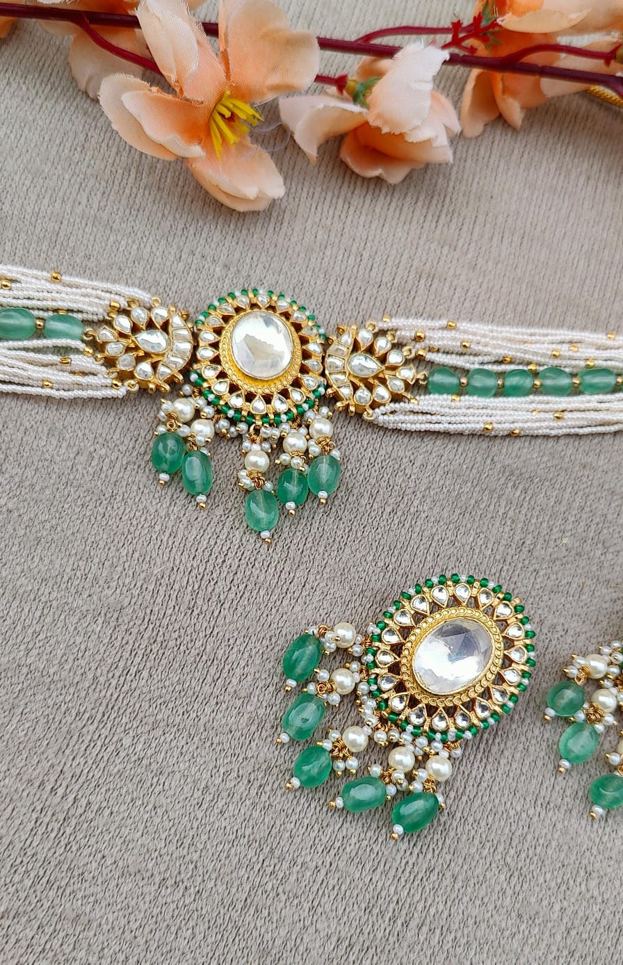 Sushmita Pachi Kundan Choker (Mint)