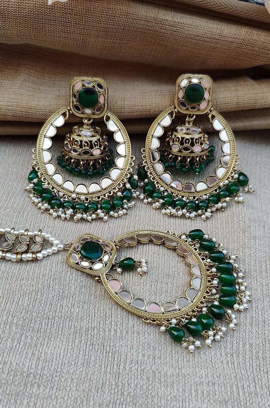 Somya Mirror Oversized Earrings Tikka