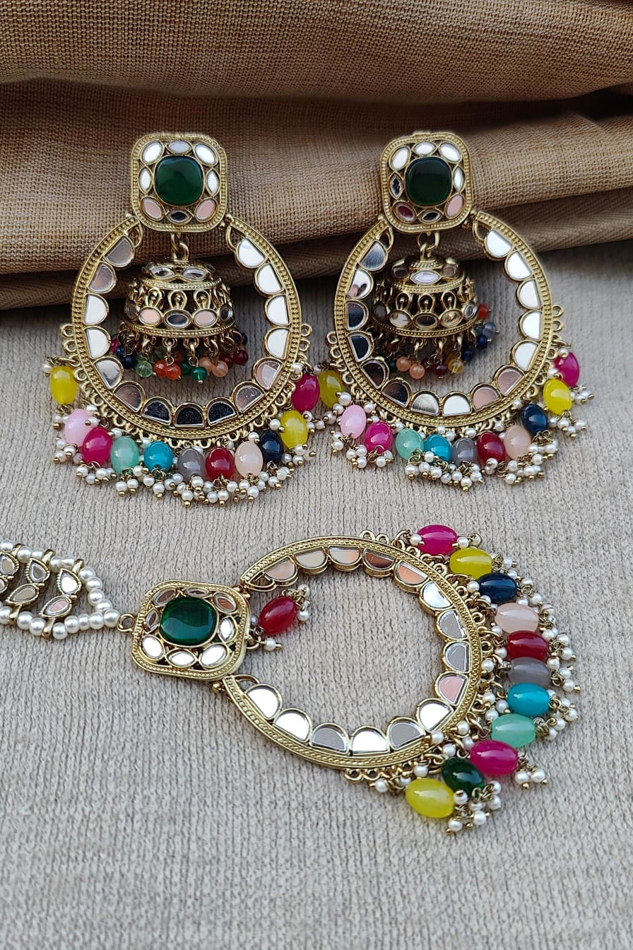 Somya Mirror Oversized Earrings Tikka