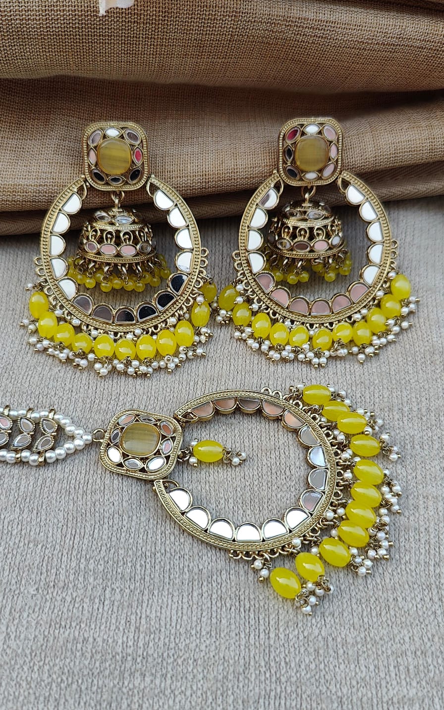 Somya Mirror Oversized Earrings Tikka