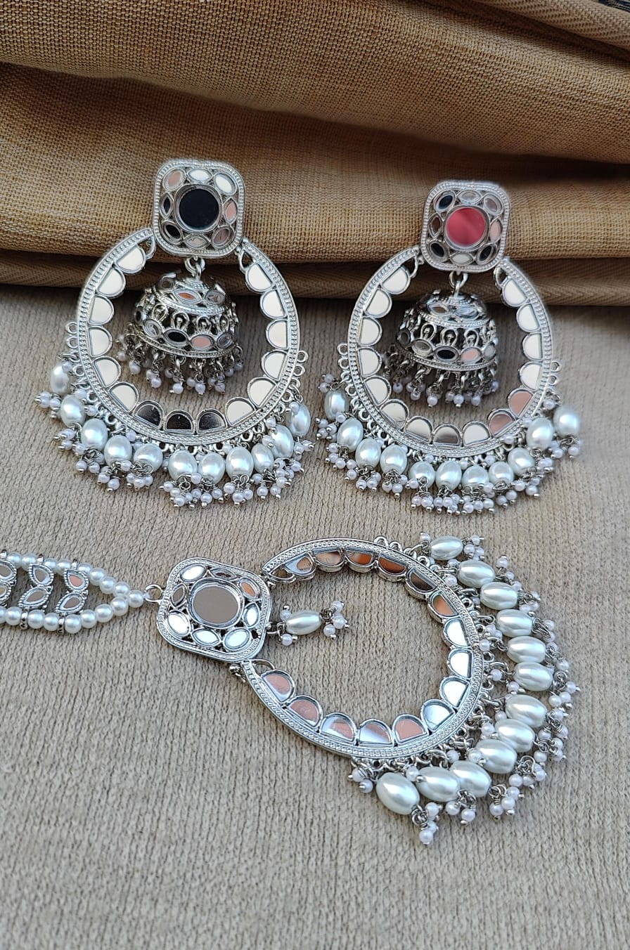 Somya Mirror Oversized Earrings Tikka