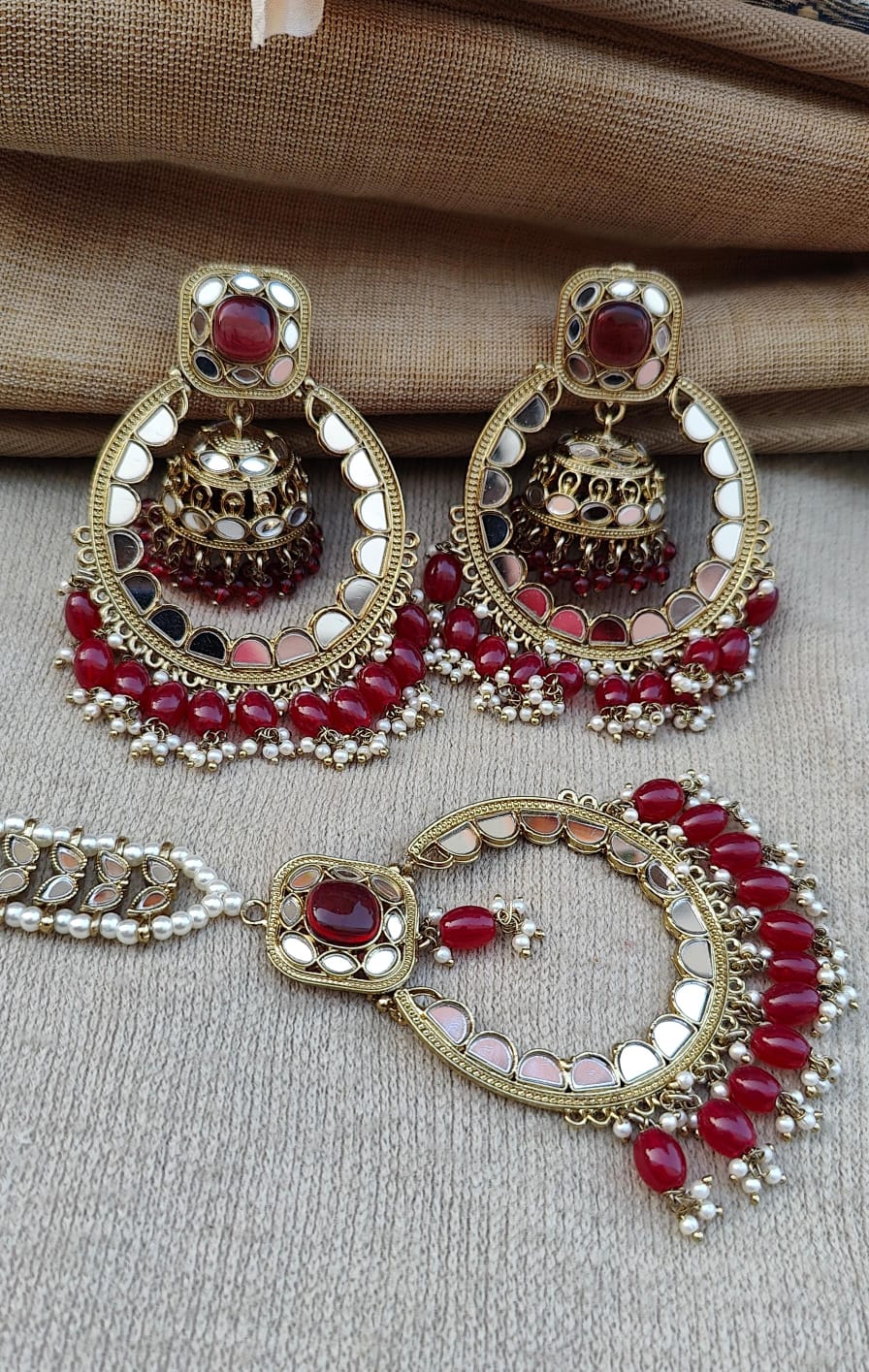 Somya Mirror Oversized Earrings Tikka