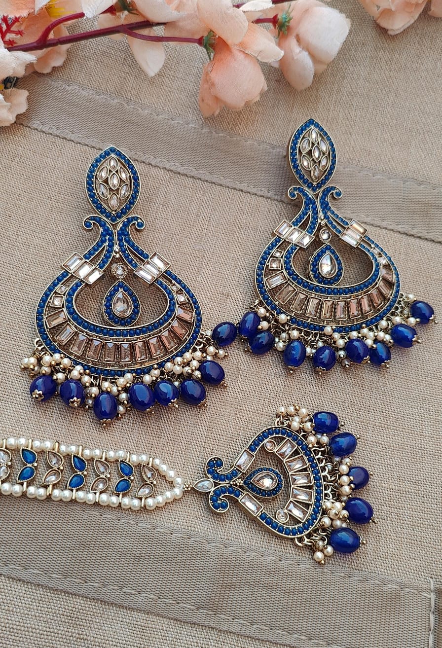 Manira Oversized Polki Earrings Tikka