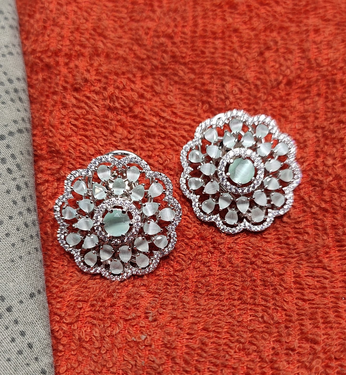 Prachi AD/CZ Floral Studs Earrings