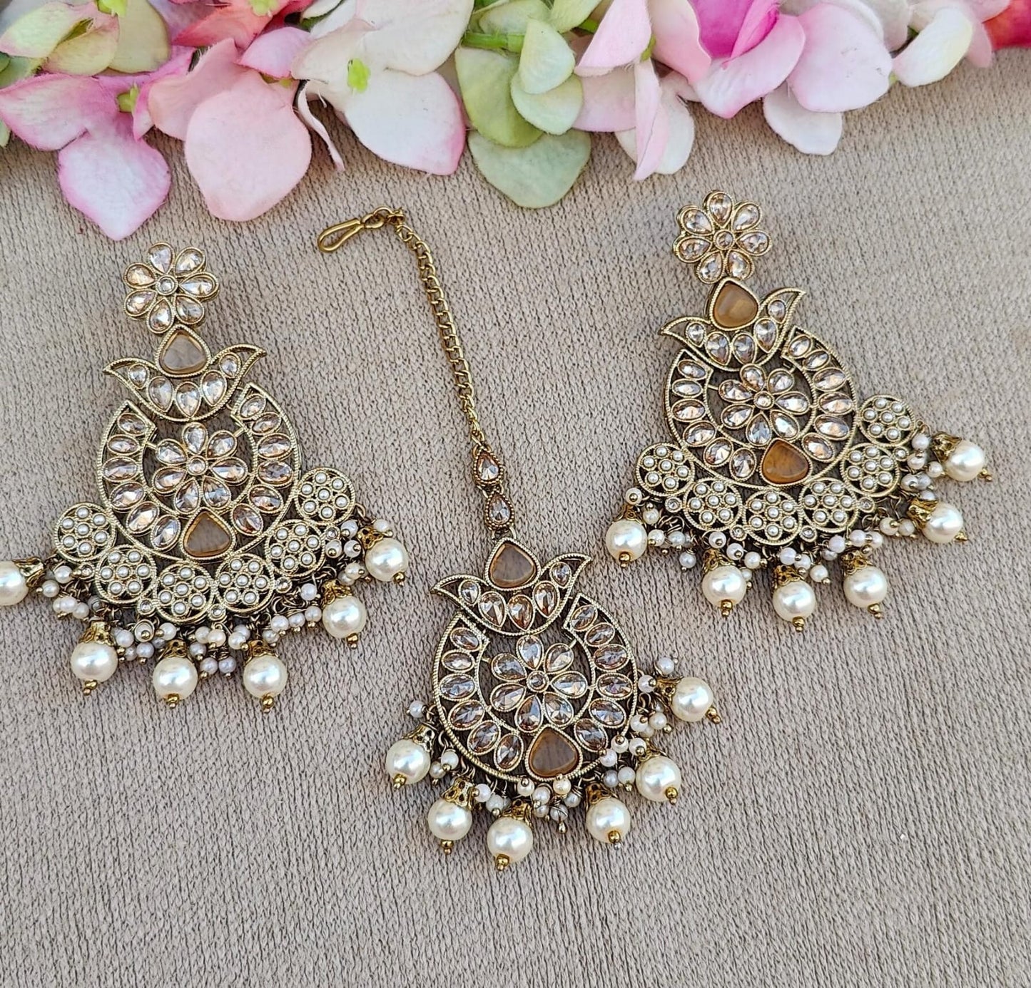 Krishnika Polki Earrings Tikka