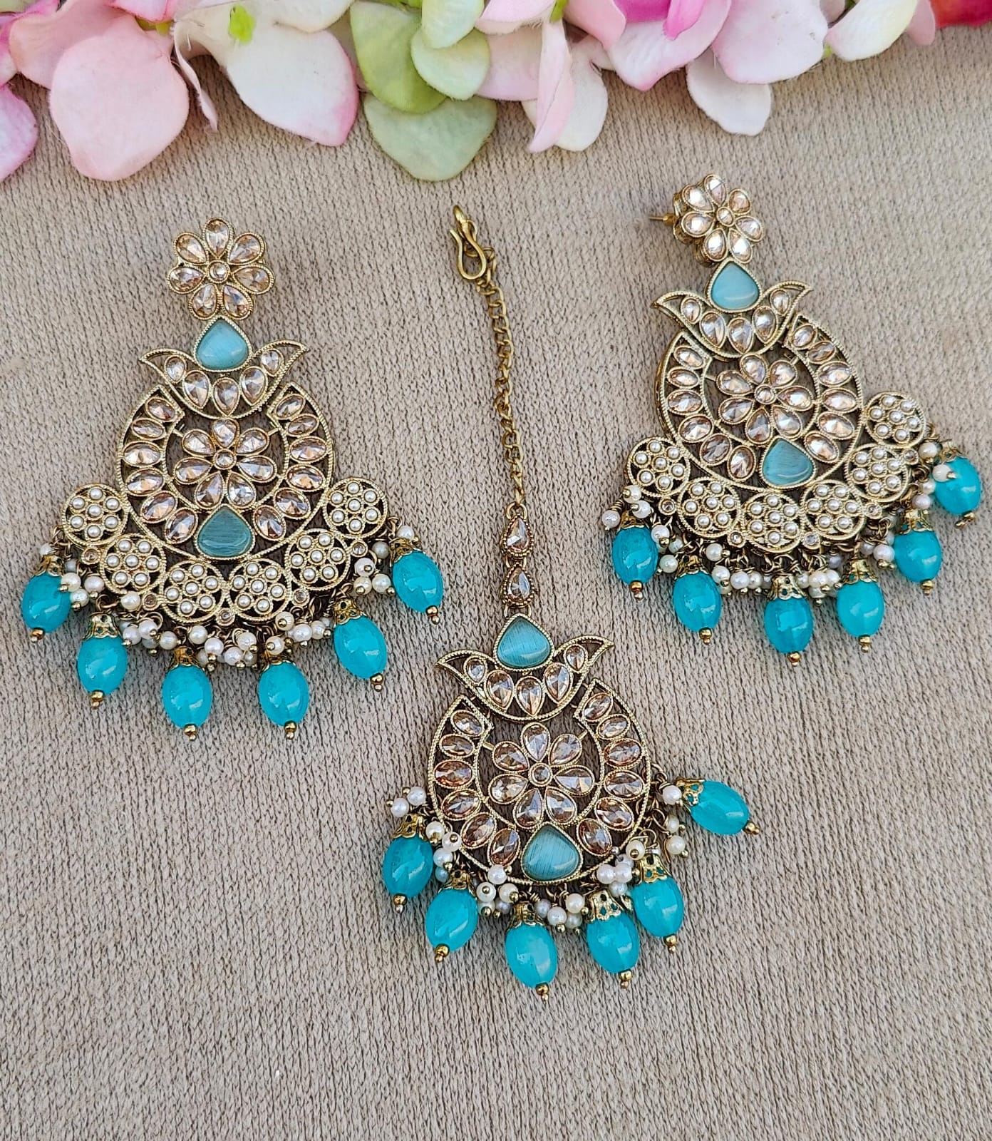 Krishnika Polki Earrings Tikka