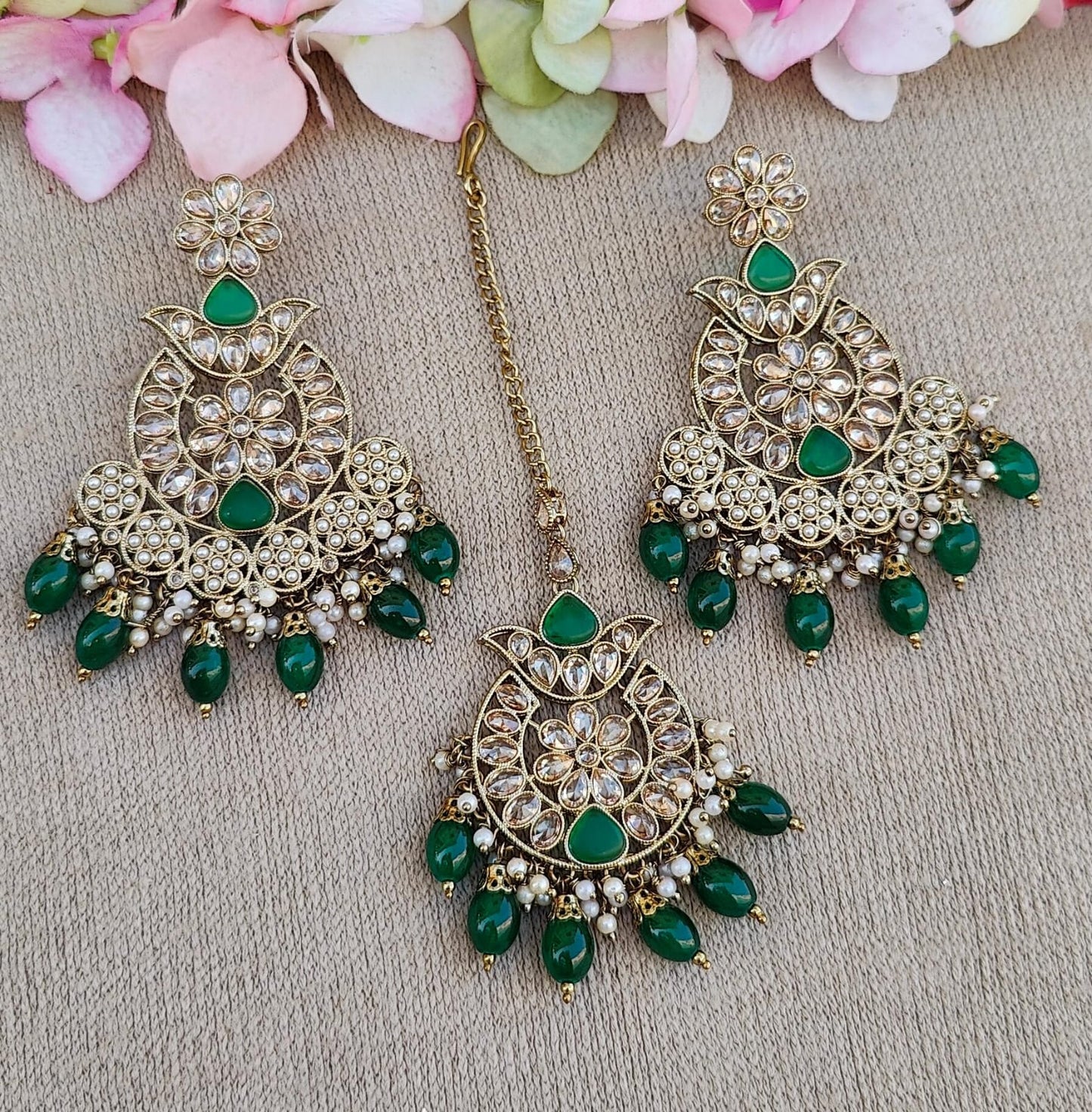 Krishnika Polki Earrings Tikka