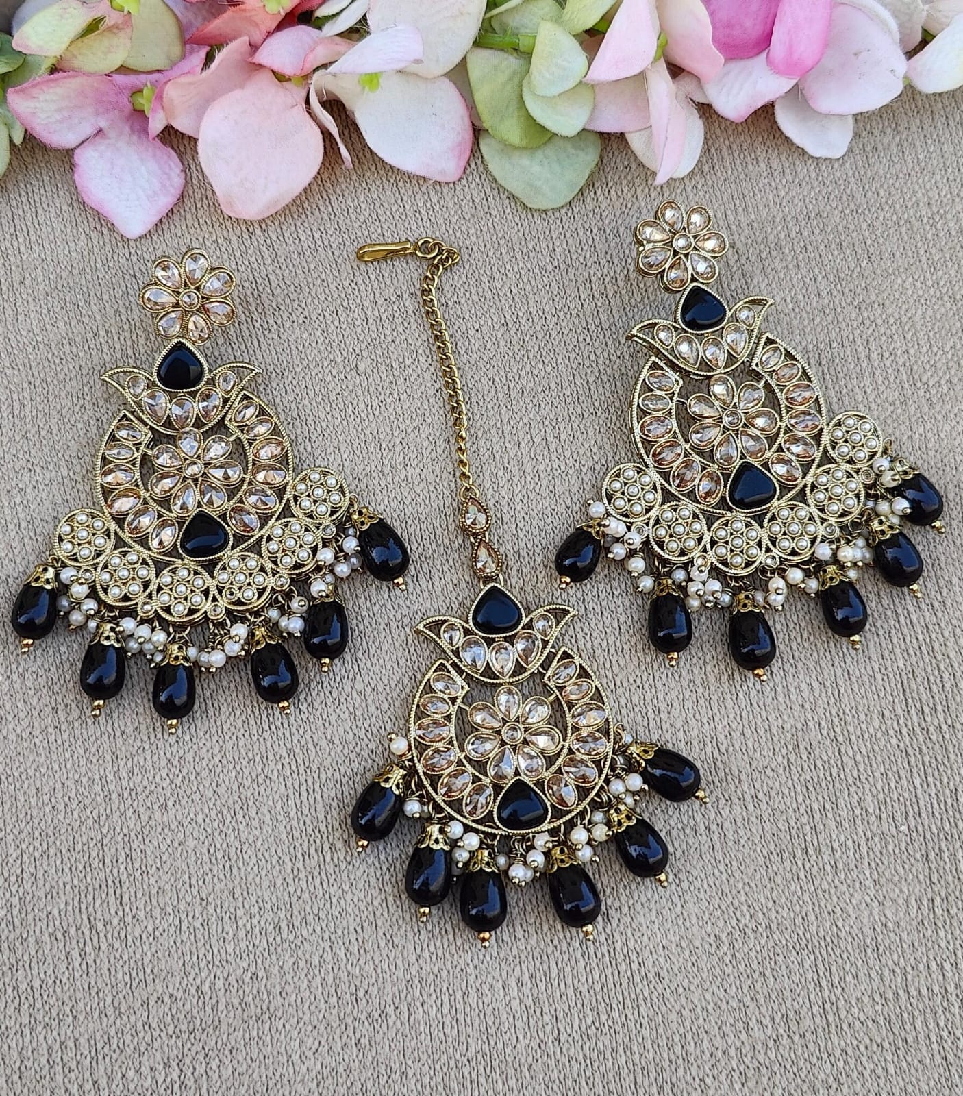 Krishnika Polki Earrings Tikka