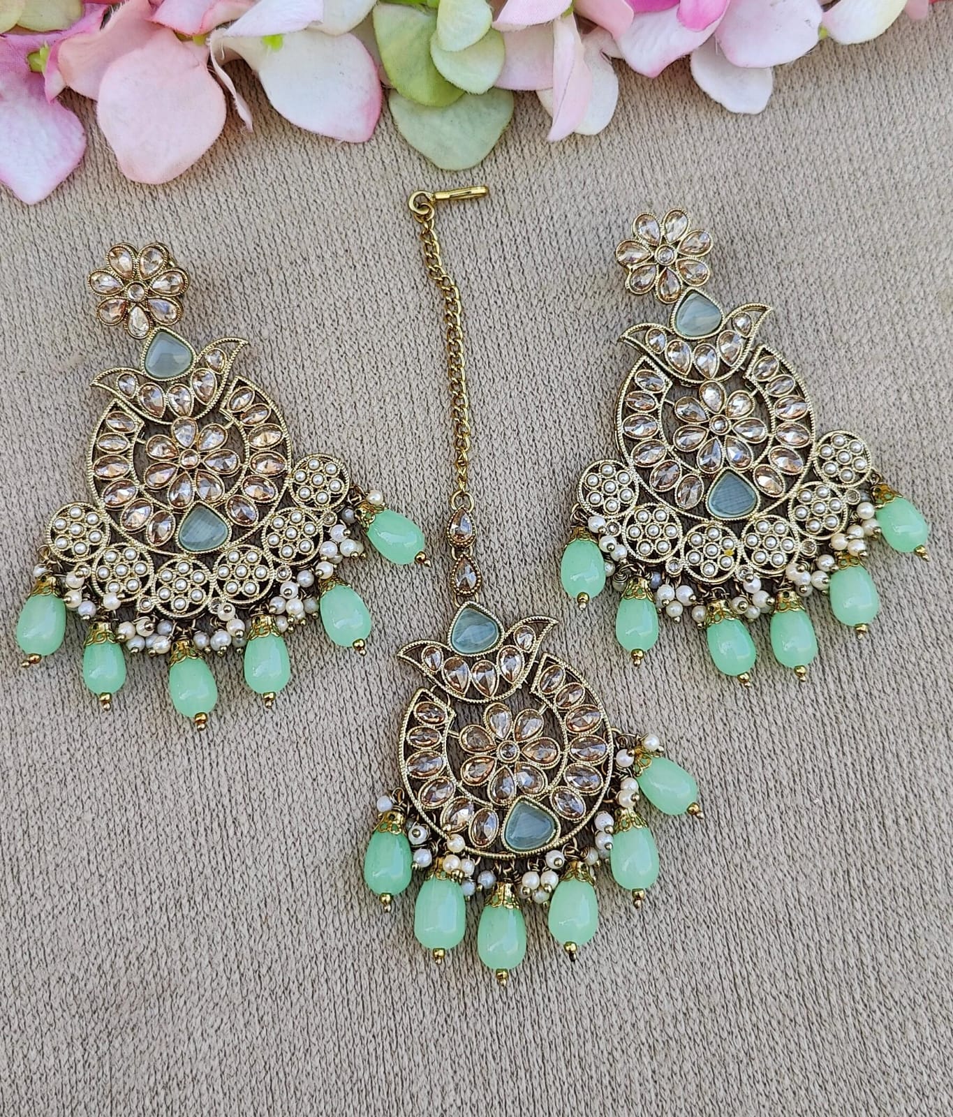 Krishnika Polki Earrings Tikka