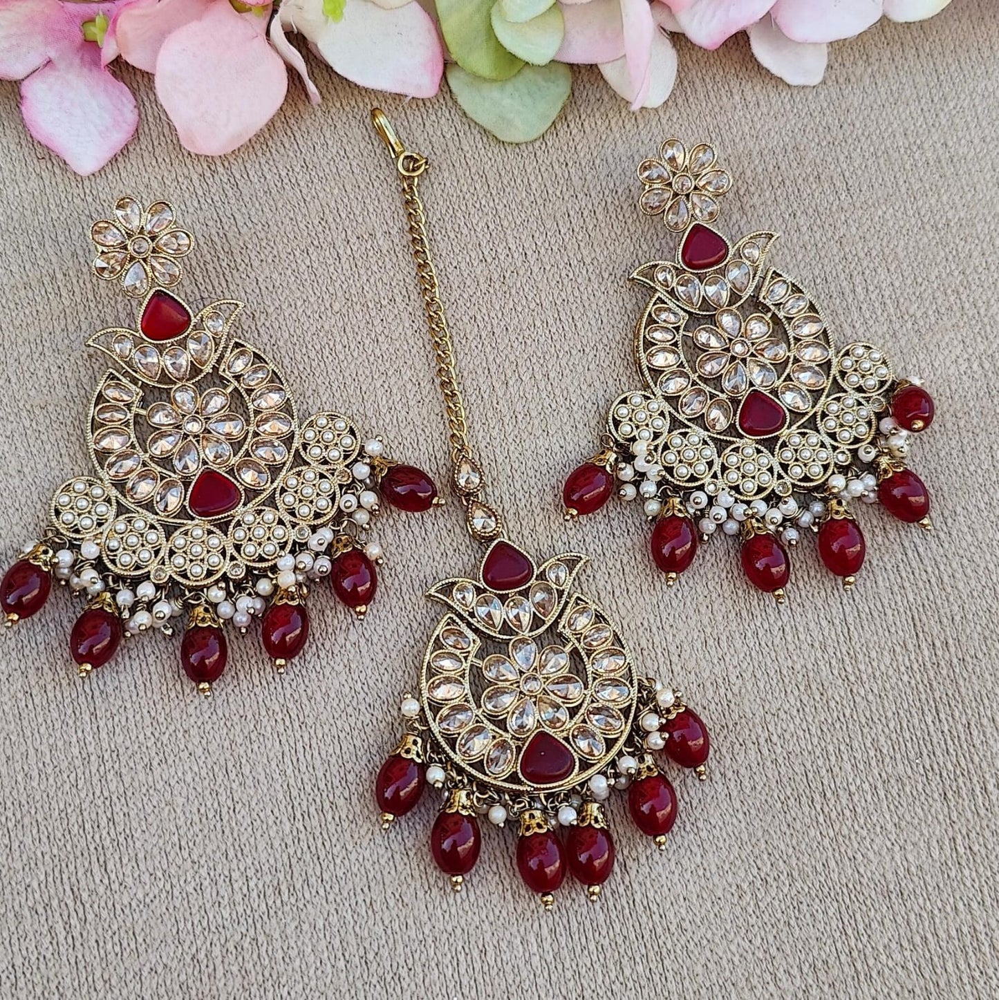 Krishnika Polki Earrings Tikka