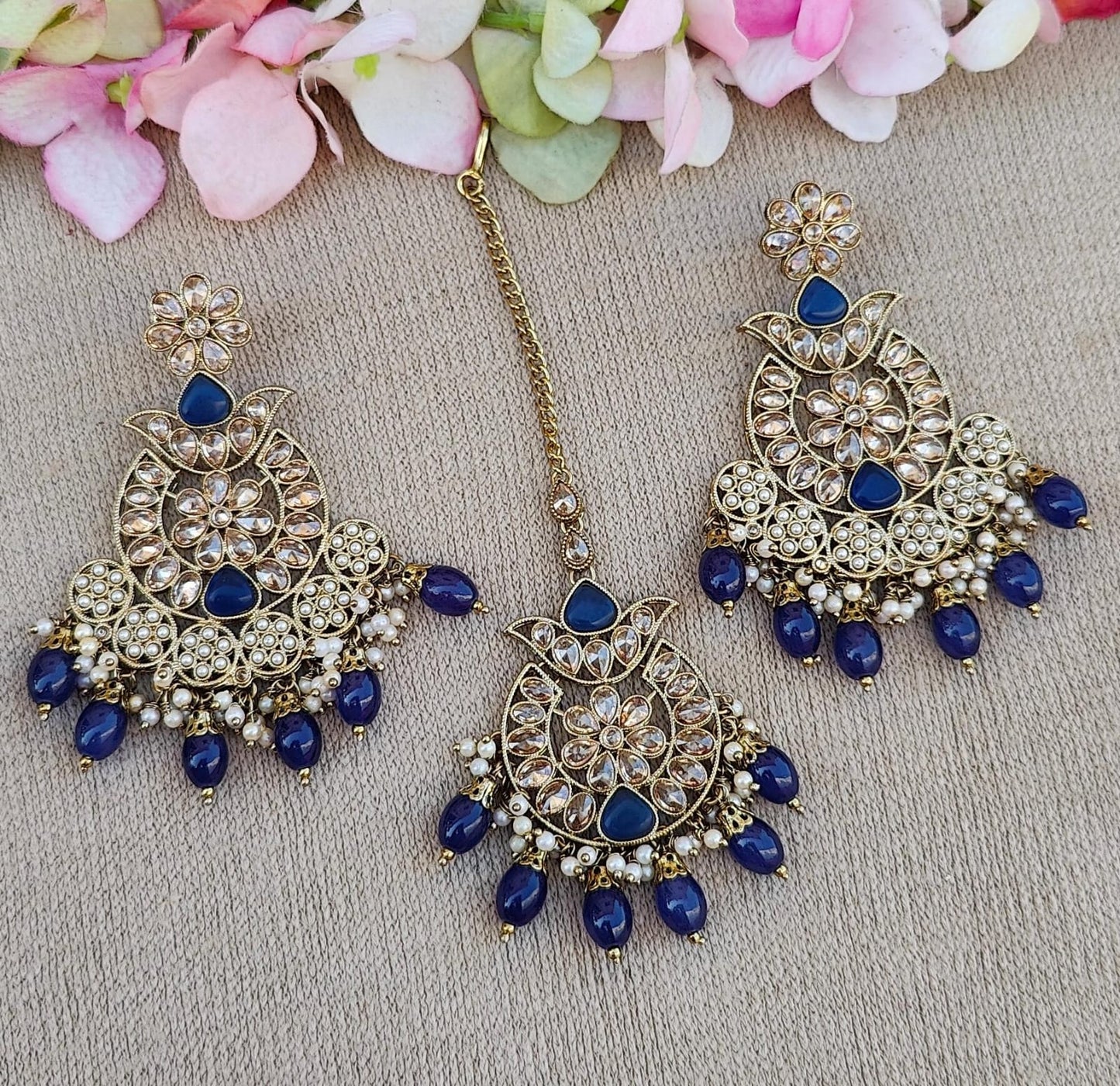 Krishnika Polki Earrings Tikka