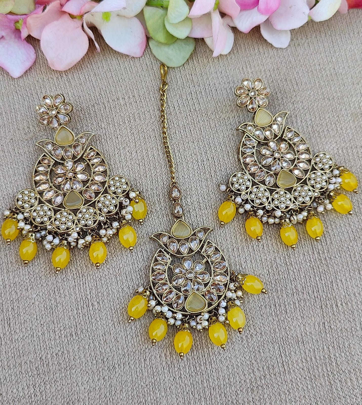 Krishnika Polki Earrings Tikka