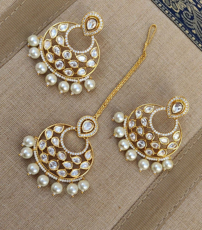 Myra Kundan Earrings Tikka