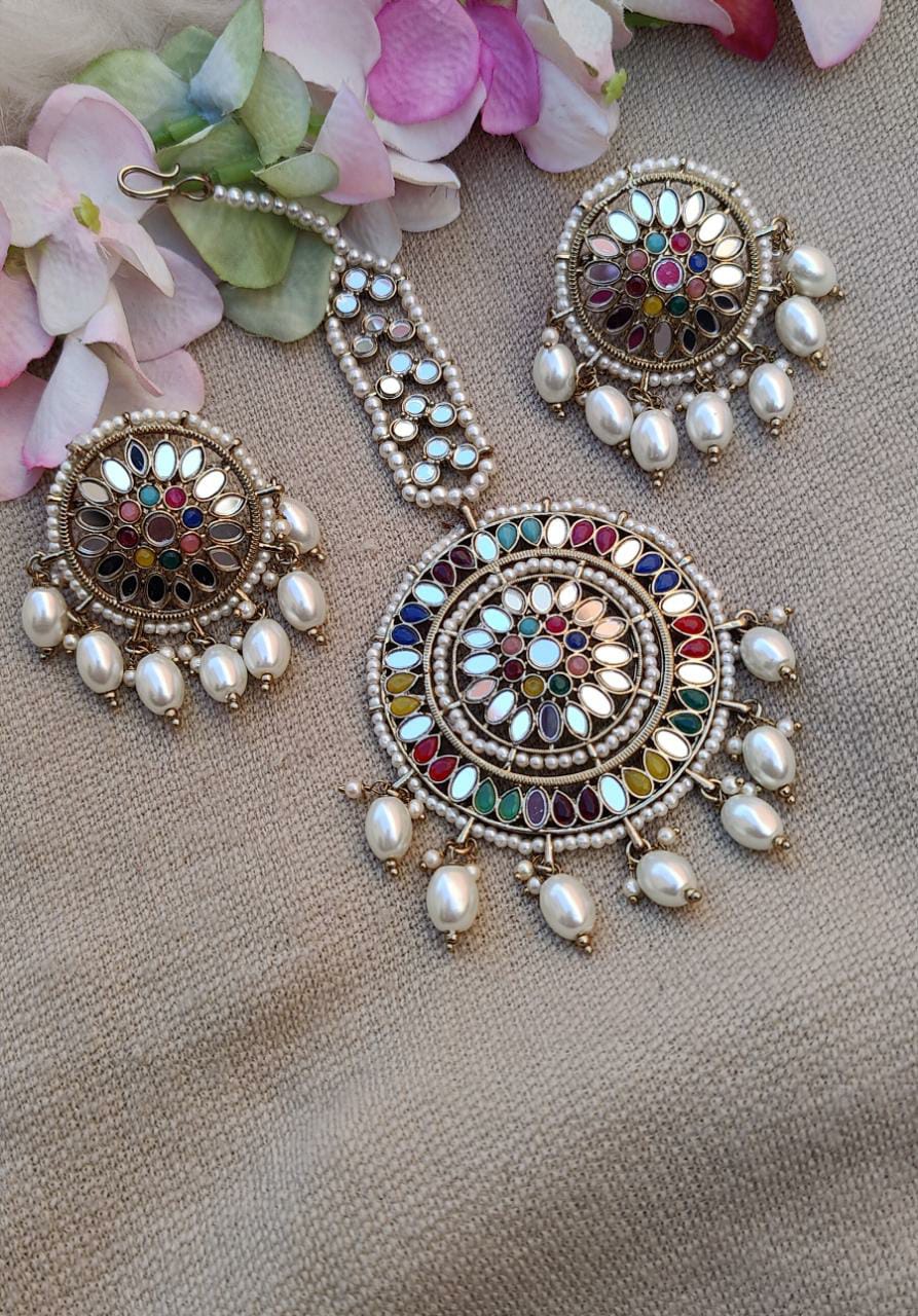 Karuna Mirror Earrings Tikka