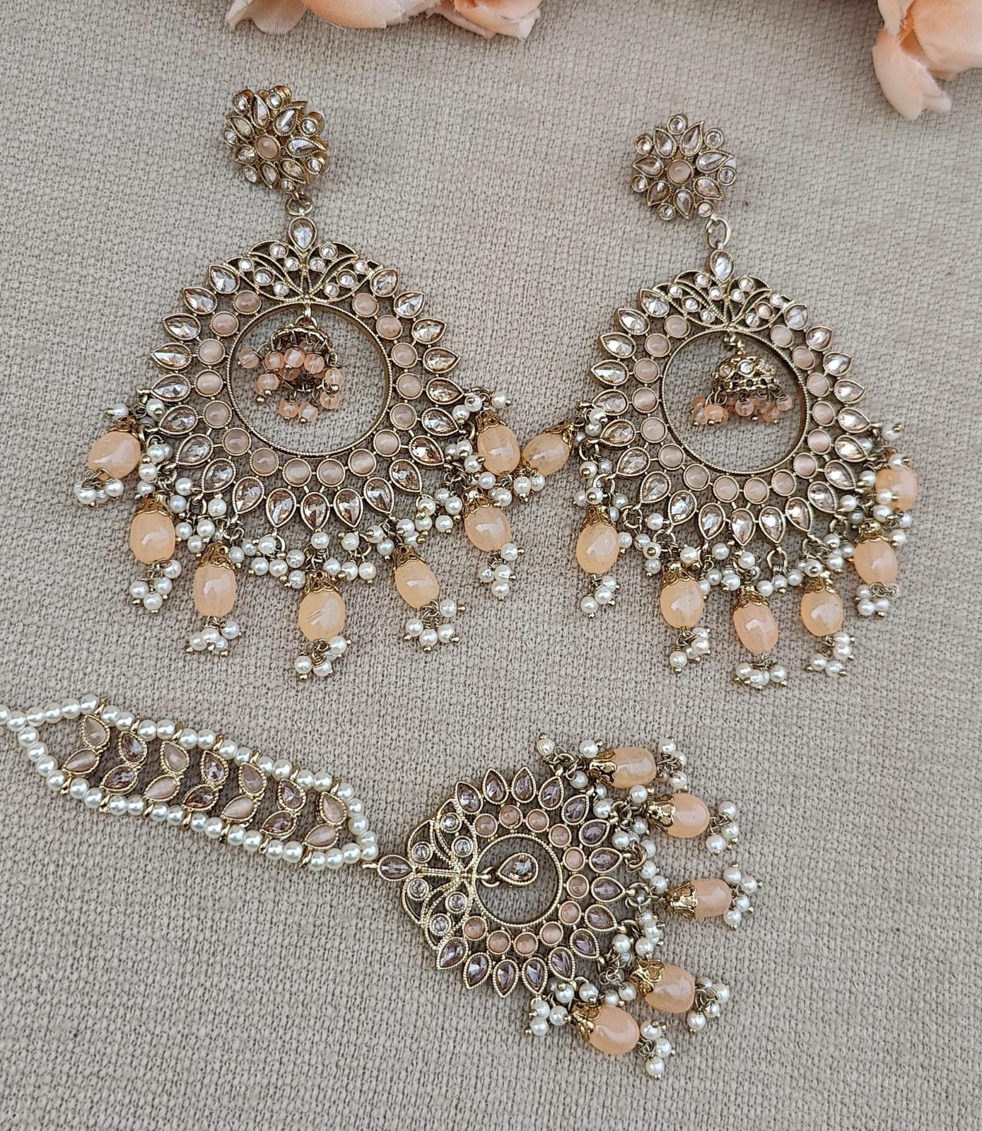 Ashvita Oversized Polki Earrings Tikka