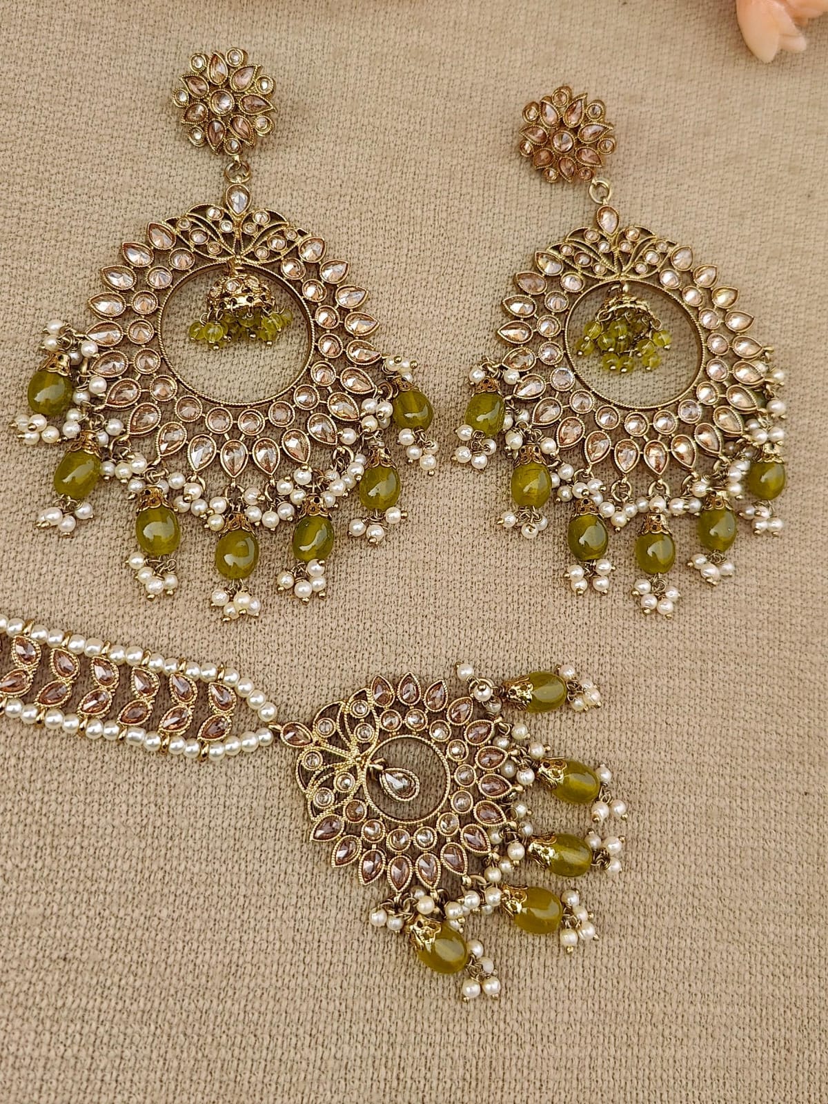 Ashvita Oversized Polki Earrings Tikka