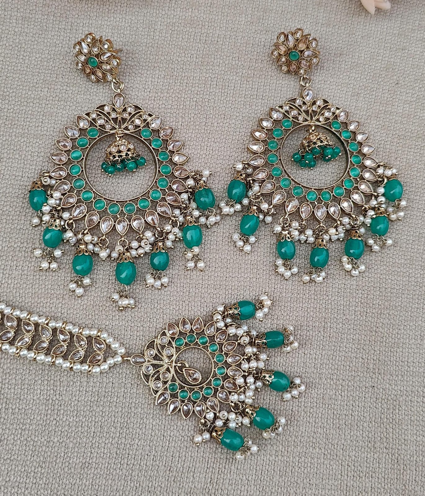 Ashvita Oversized Polki Earrings Tikka