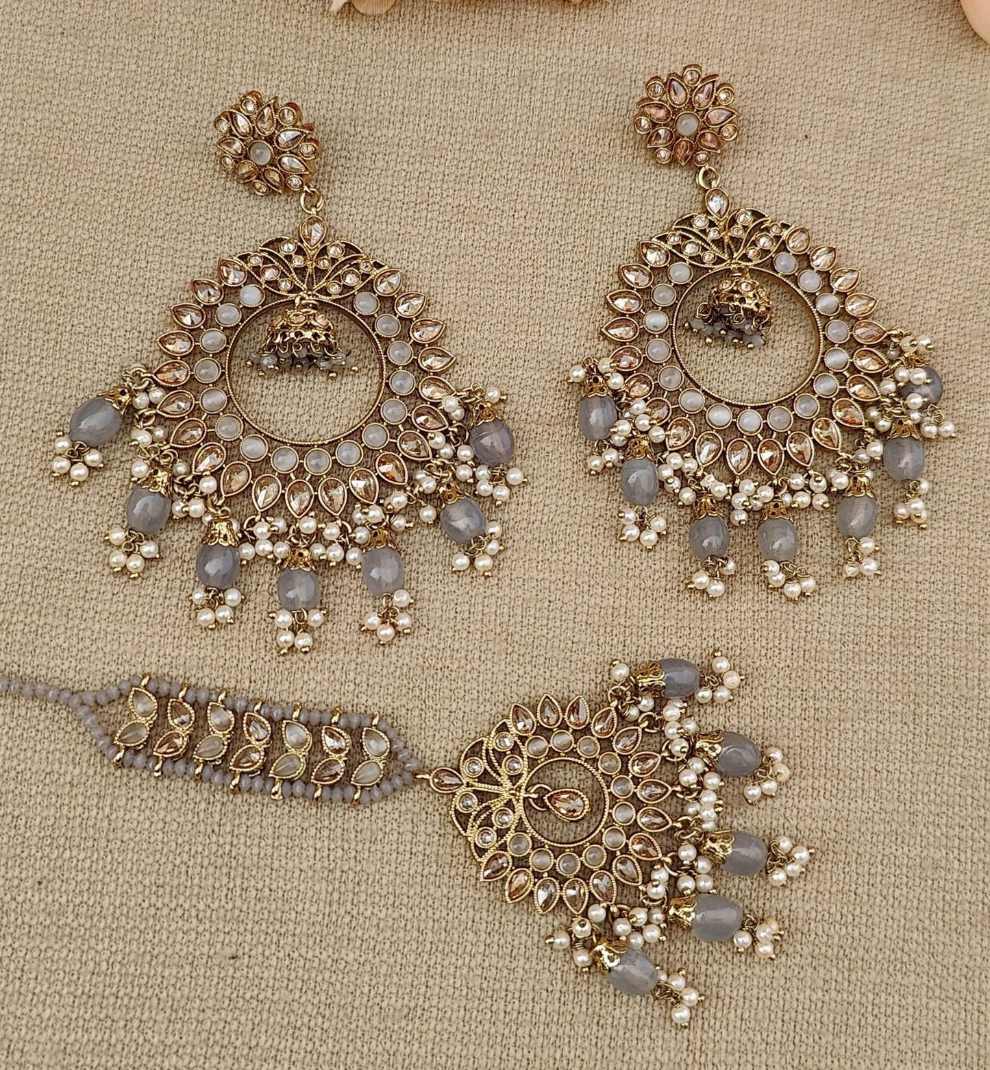 Ashvita Oversized Polki Earrings Tikka