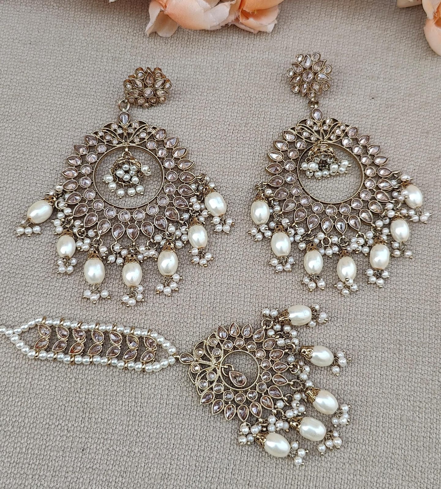 Ashvita Oversized Polki Earrings Tikka