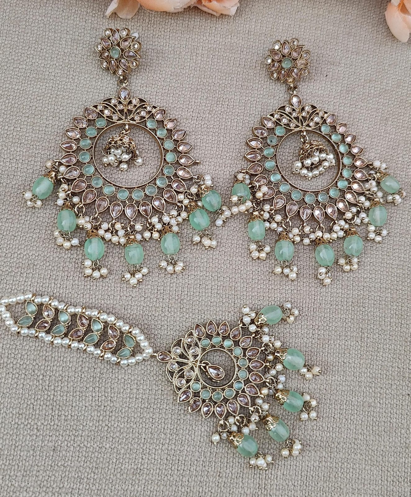 Ashvita Oversized Polki Earrings Tikka