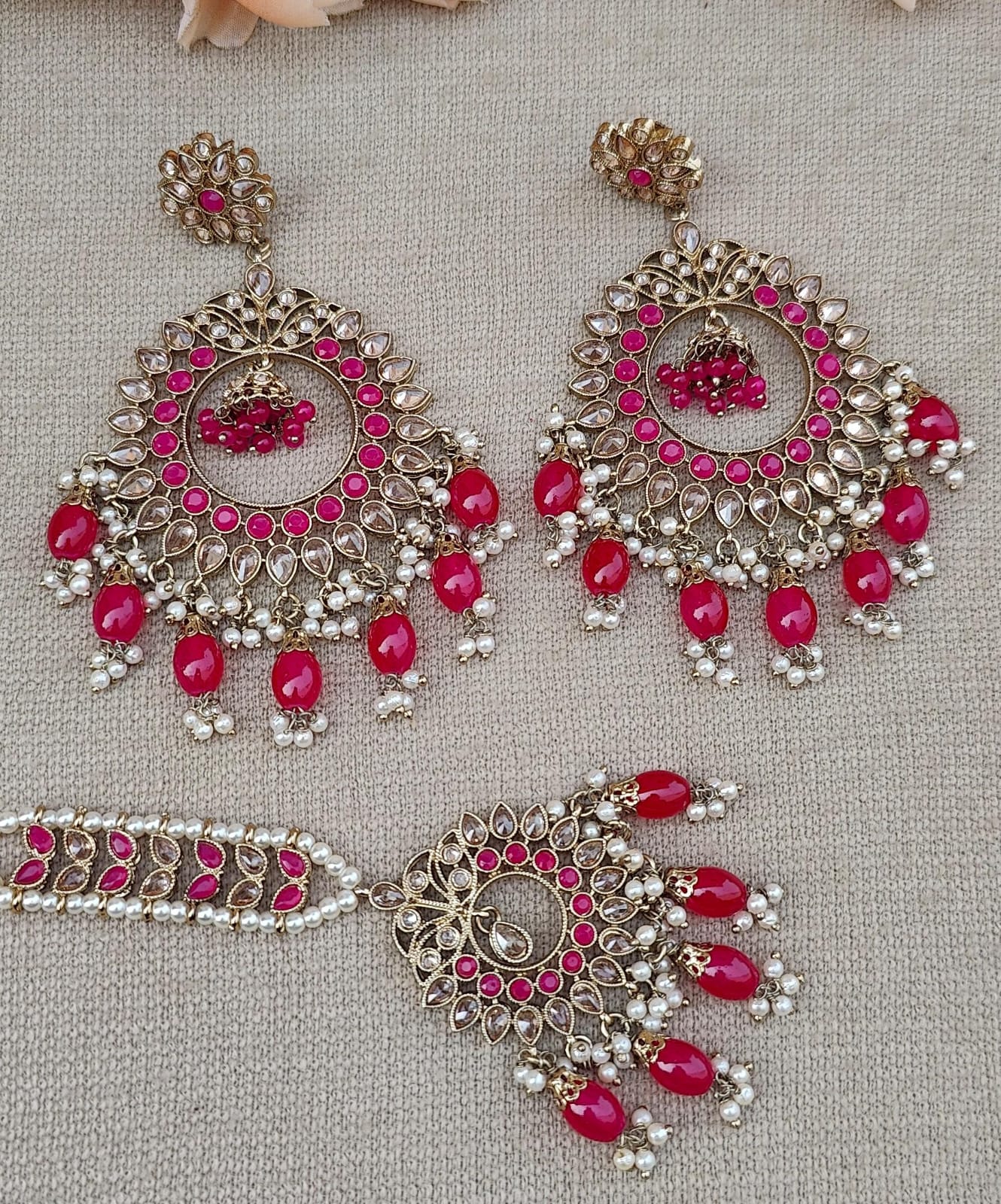 Ashvita Oversized Polki Earrings Tikka