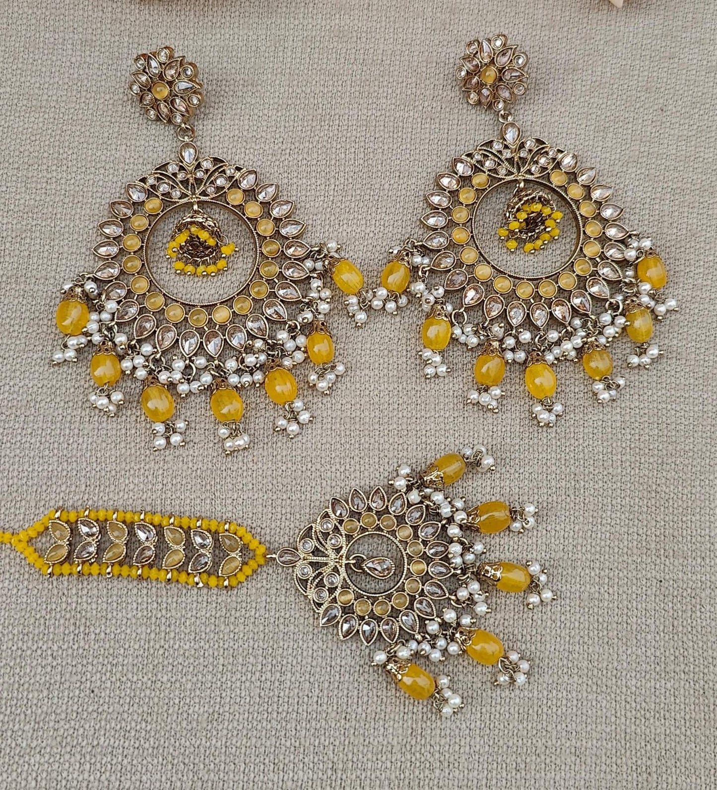 Ashvita Oversized Polki Earrings Tikka