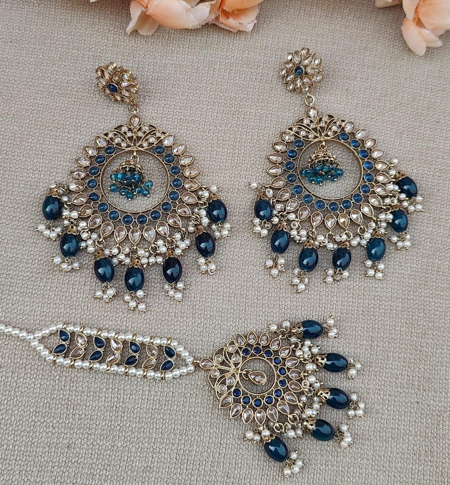 Ashvita Oversized Polki Earrings Tikka