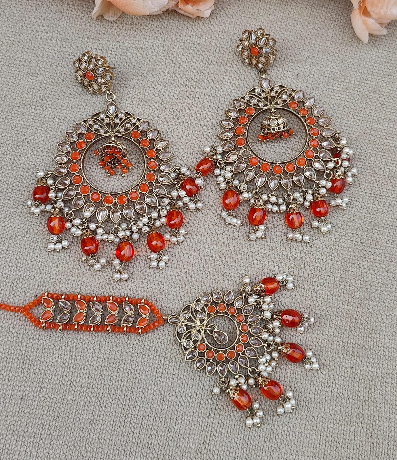 Ashvita Oversized Polki Earrings Tikka