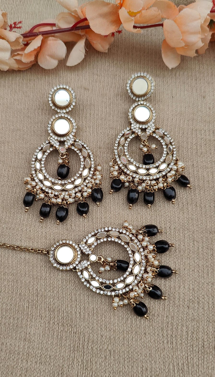 Harshi Mirror Earrings Tikka Set