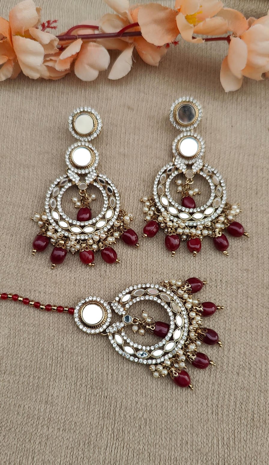 Harshi Mirror Earrings Tikka Set