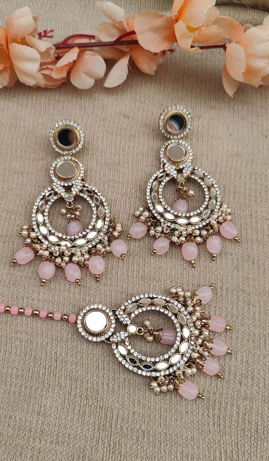 Harshi Mirror Earrings Tikka Set