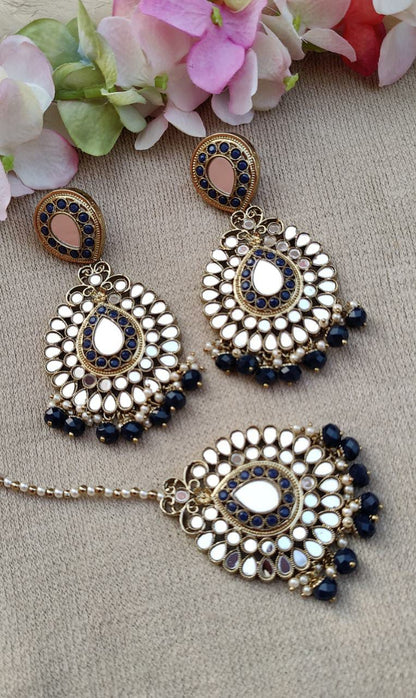 Chaaya Oversized Mirror  Earrings Tikka