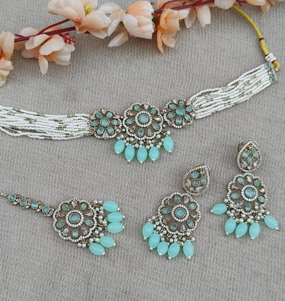 Amina AD/CZ Choker Set