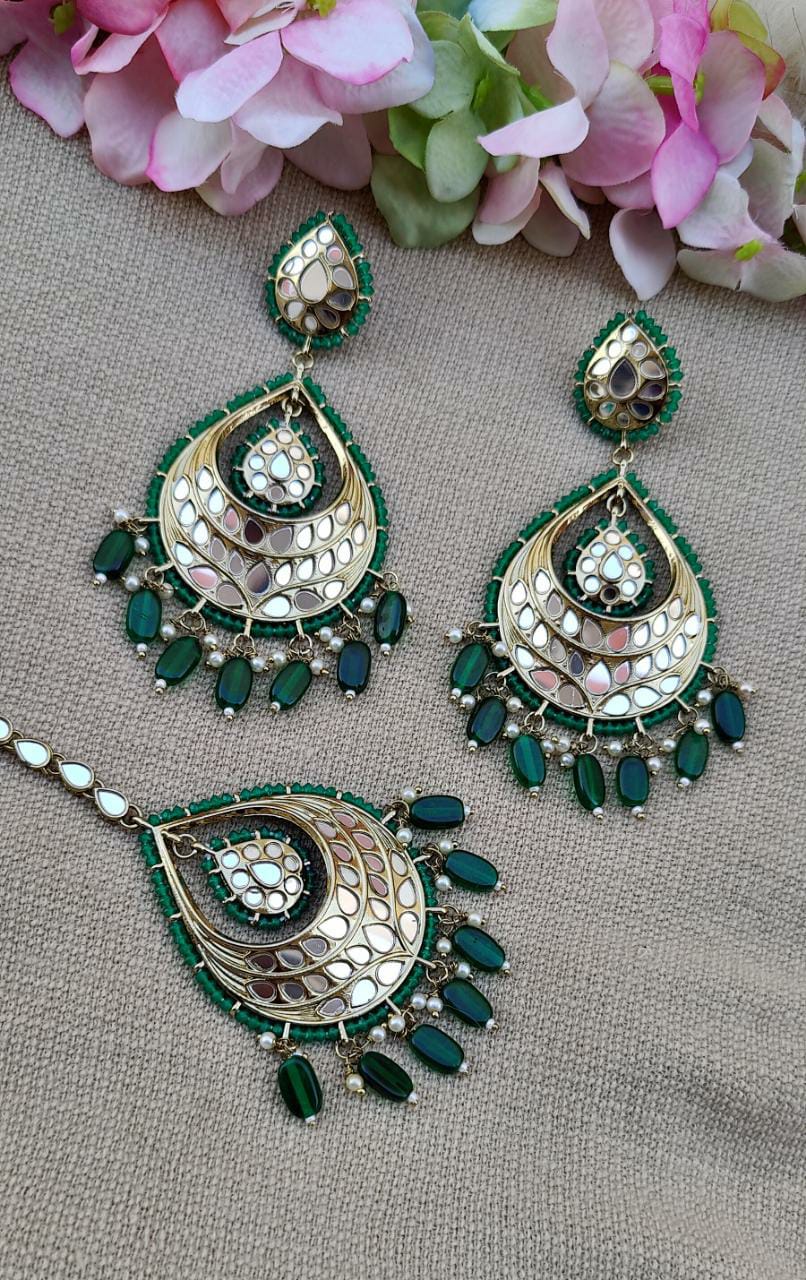 Anvitha Mirror Earrings Tikka