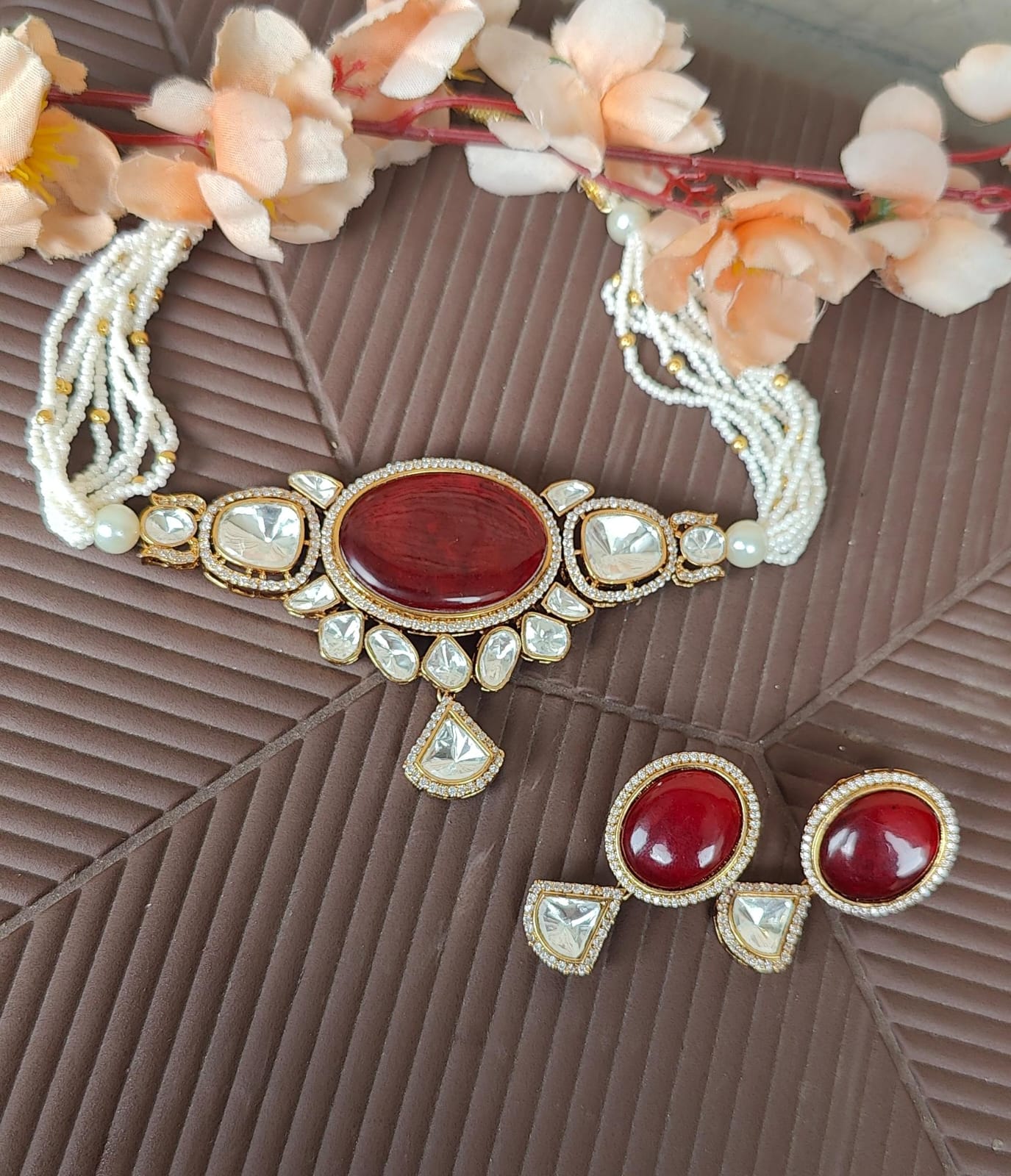 Amber Beaded Choker Set